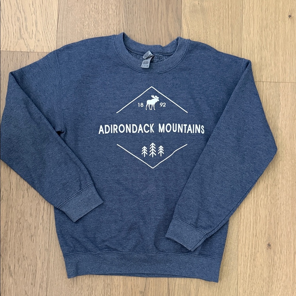 Gildan Navy Crewneck Sweatshirt with Adirondack Mountains Graphic
